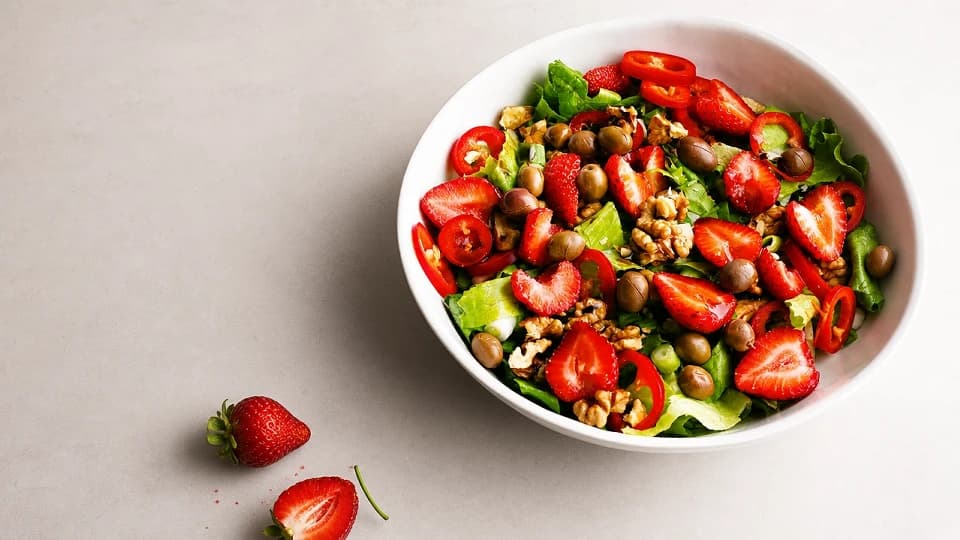 Çilekli Zeytinli Salata